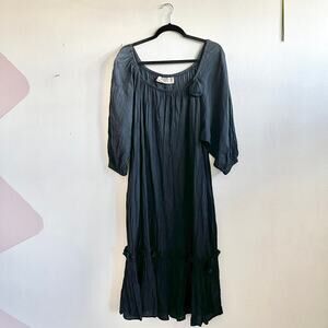 David Brown Maxi Dress Boho Flowy Oversized Lagenlook‎ Coastal Small